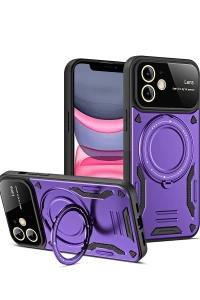 Apple iPhone 11 Kılıf Joy Lens Standlı Kapak - Mor