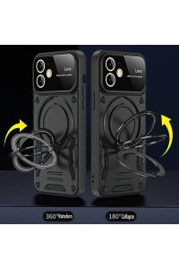 Apple iPhone 11 Kılıf Joy Lens Standlı Kapak - Mor