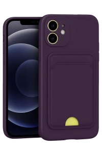Apple iPhone 11 Kılıf Kelvin Kartvizitli Silikon - Derin Mor