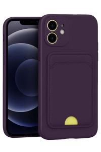 Apple iPhone 11 Kılıf Kelvin Kartvizitli Silikon - Derin Mor