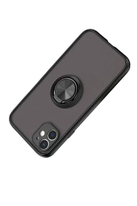 Apple iPhone 11 Kılıf Montreal Yüzüklü Silikon Kapak - Siyah