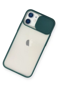 Apple iPhone 11 Kılıf Palm Buzlu Kamera Sürgülü Silikon - Yeşil
