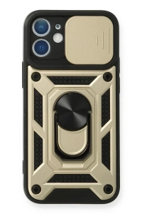 Apple iPhone 11 Kılıf Pars Lens Yüzüklü Silikon - Gold