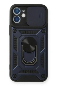 Apple iPhone 11 Kılıf Pars Lens Yüzüklü Silikon - Lacivert