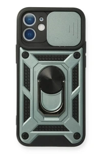 Apple iPhone 11 Kılıf Pars Lens Yüzüklü Silikon - Yeşil