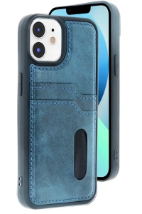 Apple iPhone 11 Kılıf Sara Kartvizitli Deri Kılıf - Lacivert