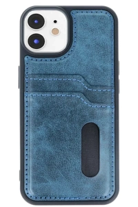 Apple iPhone 11 Kılıf Sara Kartvizitli Deri Kılıf - Lacivert