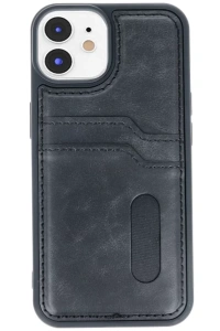 Apple iPhone 11 Kılıf Sara Kartvizitli Deri Kılıf - Siyah