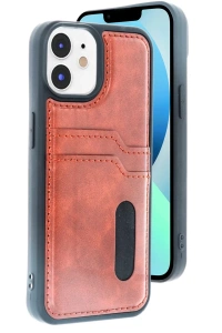 Apple iPhone 11 Kılıf Sara Kartvizitli Deri Kılıf - Taba