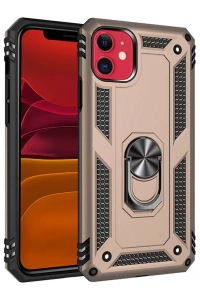 Apple iPhone 11 Kılıf Sofya Yüzüklü Silikon Kapak - Gold