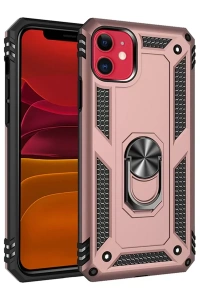 Apple iPhone 11 Kılıf Sofya Yüzüklü Silikon Kapak - Rose