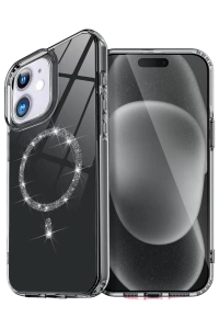Apple iPhone 11 Live Diamond Magsafe Kapak - Siyah