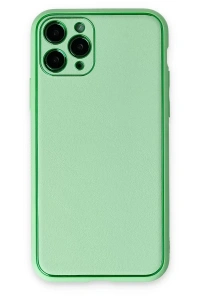 Apple iPhone 11 Pro Kılıf Coco Deri Silikon Kapak - Açık Yeşil
