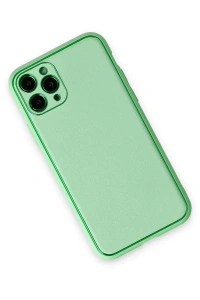 Apple iPhone 11 Pro Kılıf Coco Deri Silikon Kapak - Açık Yeşil