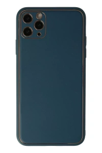 Apple iPhone 11 Pro Kılıf Coco Deri Silikon Kapak - Mavi