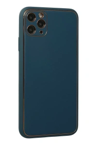 Apple iPhone 11 Pro Kılıf Coco Deri Silikon Kapak - Mavi