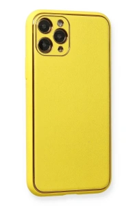 Apple iPhone 11 Pro Kılıf Coco Deri Silikon Kapak - Sarı