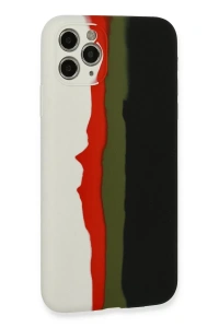Apple iPhone 11 Pro Kılıf Ebruli Lansman Silikon - Beyaz-Siyah