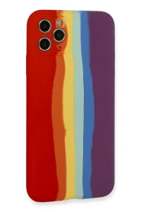 Apple iPhone 11 Pro Kılıf Ebruli Lansman Silikon - Kırmızı-Mor