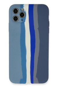 Apple iPhone 11 Pro Kılıf Ebruli Lansman Silikon - Mavi-Gri