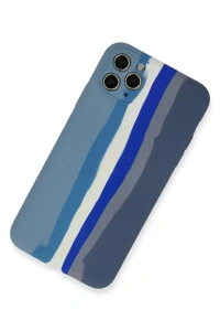 Apple iPhone 11 Pro Kılıf Ebruli Lansman Silikon - Mavi-Gri