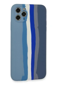 Apple iPhone 11 Pro Kılıf Ebruli Lansman Silikon - Mavi-Gri
