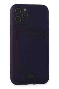 Apple iPhone 11 Pro Kılıf Kelvin Kartvizitli Silikon - Derin Mor