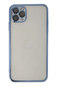Apple iPhone 11 Pro Kılıf Lensli Silikon - Açık Mavi