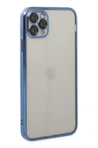 Apple iPhone 11 Pro Kılıf Lensli Silikon - Açık Mavi