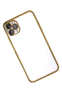 Apple iPhone 11 Pro Kılıf Lensli Silikon - Gold