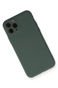 Apple iPhone 11 Pro Kılıf Nano içi Kadife Silikon - Koyu Yeşil