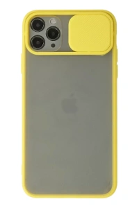 Apple iPhone 11 Pro Kılıf Palm Buzlu Kamera Sürgülü Silikon - Sarı