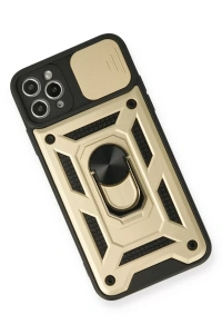 Apple iPhone 11 Pro Kılıf Pars Lens Yüzüklü Silikon - Gold
