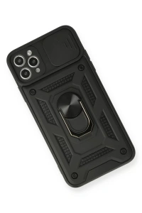 Apple iPhone 11 Pro Kılıf Pars Lens Yüzüklü Silikon - Siyah