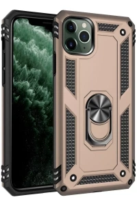 Apple iPhone 11 Pro Kılıf Sofya Yüzüklü Silikon Kapak - Gold
