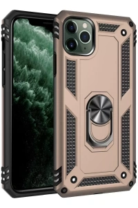 Apple iPhone 11 Pro Kılıf Sofya Yüzüklü Silikon Kapak - Gold