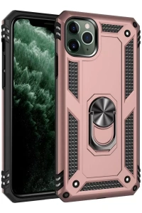 Apple iPhone 11 Pro Kılıf Sofya Yüzüklü Silikon Kapak - Rose