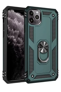 Apple iPhone 11 Pro Kılıf Sofya Yüzüklü Silikon Kapak - Yeşil