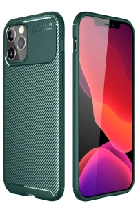 Apple iPhone 11 Pro Max Kılıf Auto Focus Karbon Kapak - Yeşil