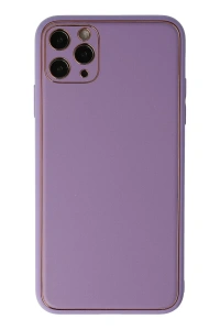 Apple iPhone 11 Pro Max Kılıf Coco Deri Silikon Kapak - Lila