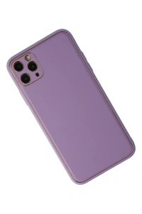 Apple iPhone 11 Pro Max Kılıf Coco Deri Silikon Kapak - Lila