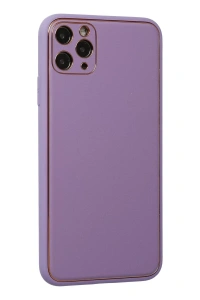 Apple iPhone 11 Pro Max Kılıf Coco Deri Silikon Kapak - Lila