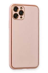 Apple iPhone 11 Pro Max Kılıf Coco Deri Silikon Kapak - Pembe