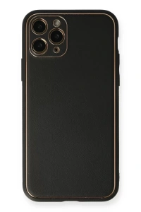 Apple iPhone 11 Pro Max Kılıf Coco Deri Silikon Kapak - Siyah