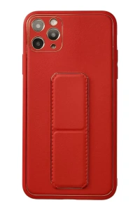 Apple iPhone 11 Pro Max Kılıf Coco Deri Standlı Kapak - Kırmızı