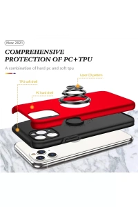 Apple iPhone 11 Pro Max Kılıf Elit Yüzüklü Kapak - Kırmızı