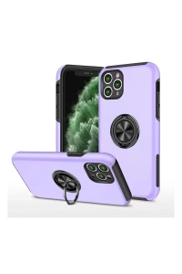 Apple iPhone 11 Pro Max Kılıf Elit Yüzüklü Kapak - Mor
