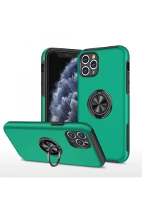 Apple iPhone 11 Pro Max Kılıf Elit Yüzüklü Kapak - Yeşil
