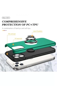 Apple iPhone 11 Pro Max Kılıf Elit Yüzüklü Kapak - Yeşil