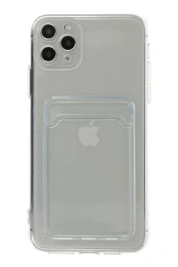 Apple iPhone 11 Pro Max Kılıf Kart Şeffaf Silikon - Şeffaf